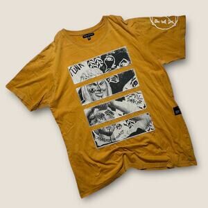 Men’s Punk Royal Graphic Tee – Size M – Streetwear Grunge Graphic Print yellow